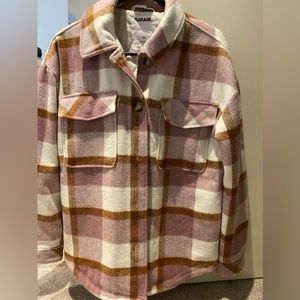 Garage size small shacket pink plaid